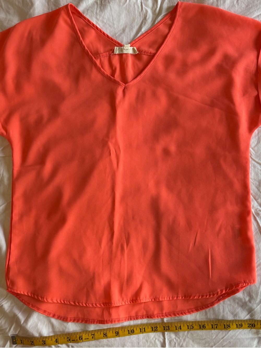 Pink Rose Coral V-Neck Short Sleeve Blouse